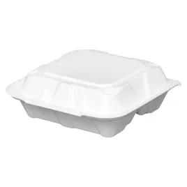 Victoria Bay Take-Out Container Hinged Medium (MED) 8.375X8.125X3 IN 3 Compartment Foam White Tab-Lock Vented 150/Case