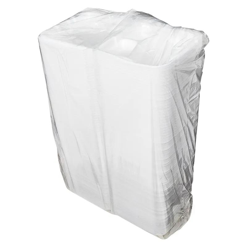 Victoria Bay Take-Out Container Hinged Medium (MED) 8.375X8.125X3 IN 3 Compartment Foam White Tab-Lock Vented 150/Case