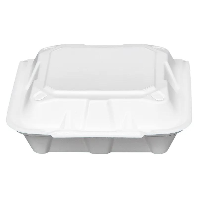Victoria Bay Take-Out Container Hinged Medium (MED) 8.375X8.125X3 IN 3 Compartment Foam White Tab-Lock Vented 150/Case