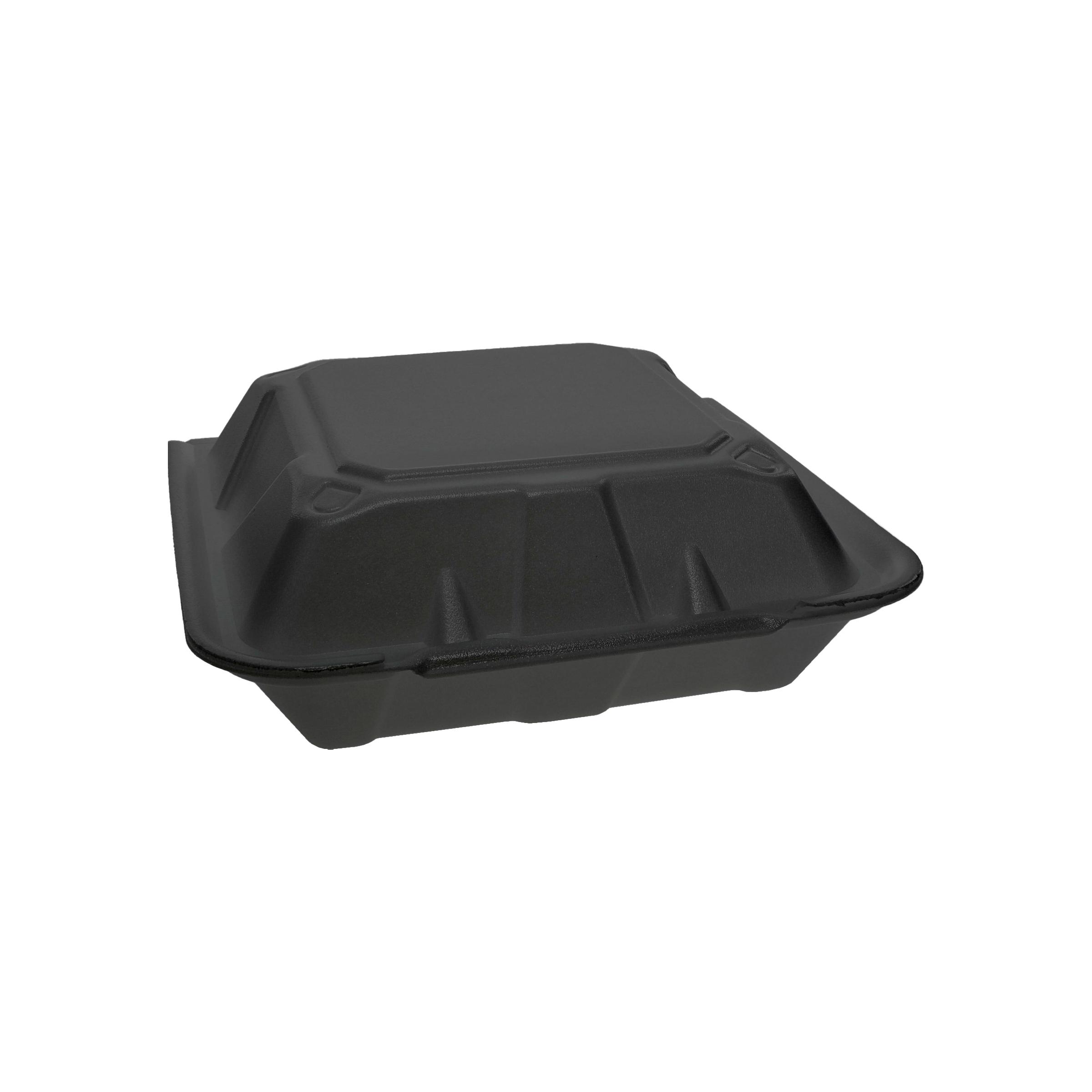 Victoria Bay Take-Out Container Hinged Large (LG) 9X9.1X3.2 IN Foam Black Vented 150/Case