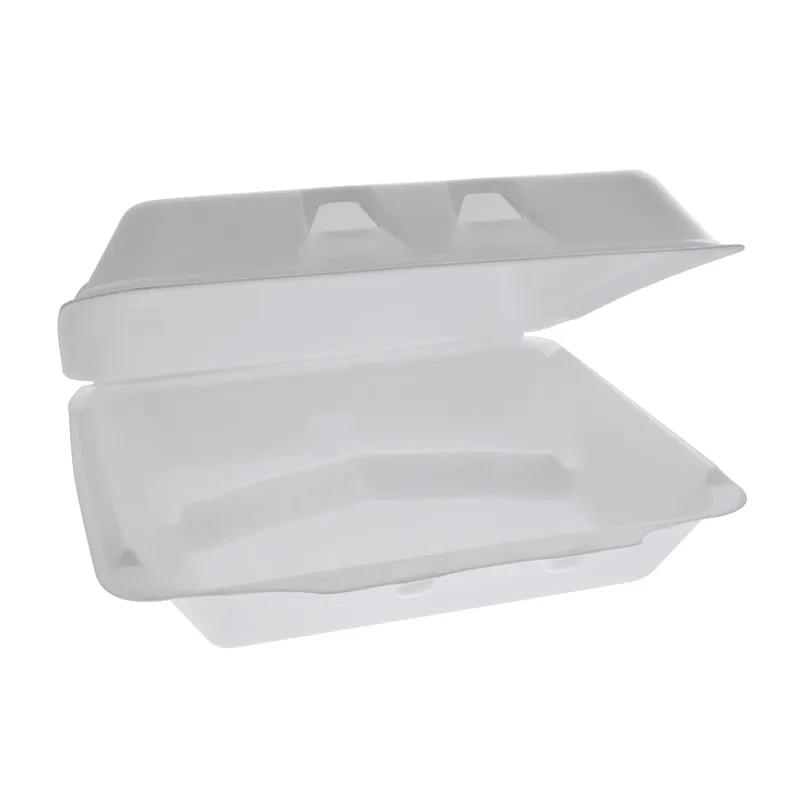 Victoria Bay Take-Out Container Hinged 9.5X10.5X3.25 IN 3 Compartment Foam White Dual-Lock 250/Case