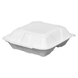 Victoria Bay Take-Out Container Hinged Large (LG) 9X9.1X3.2 IN 3 Compartment Foam White Dual-Tab Vented 150/Case