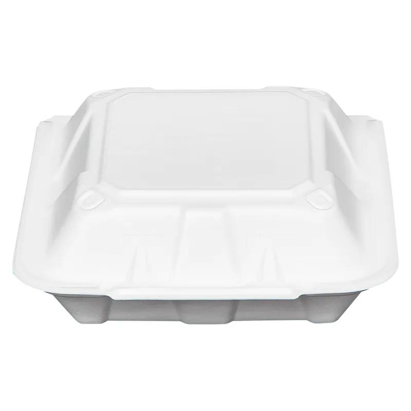 Victoria Bay Take-Out Container Hinged Large (LG) 9X9.1X3.2 IN 3 Compartment Foam White Dual-Tab Vented 150/Case