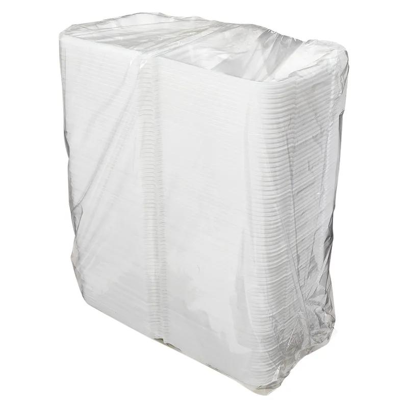 Victoria Bay Take-Out Container Hinged Large (LG) 9X9.1X3.2 IN 3 Compartment Foam White Dual-Tab Vented 150/Case