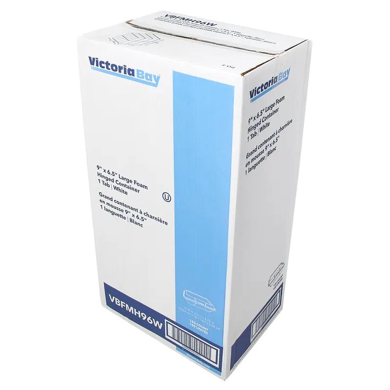 Victoria Bay Take-Out Container Hinged 9.19X6.5X2.75 IN Foam White Tab-Lock 150/Case