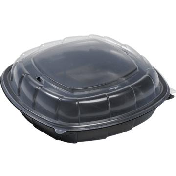 Victoria Bay Take-Out Container Hinged 10X10X2.5 IN PP Black Clear Square 148/Case