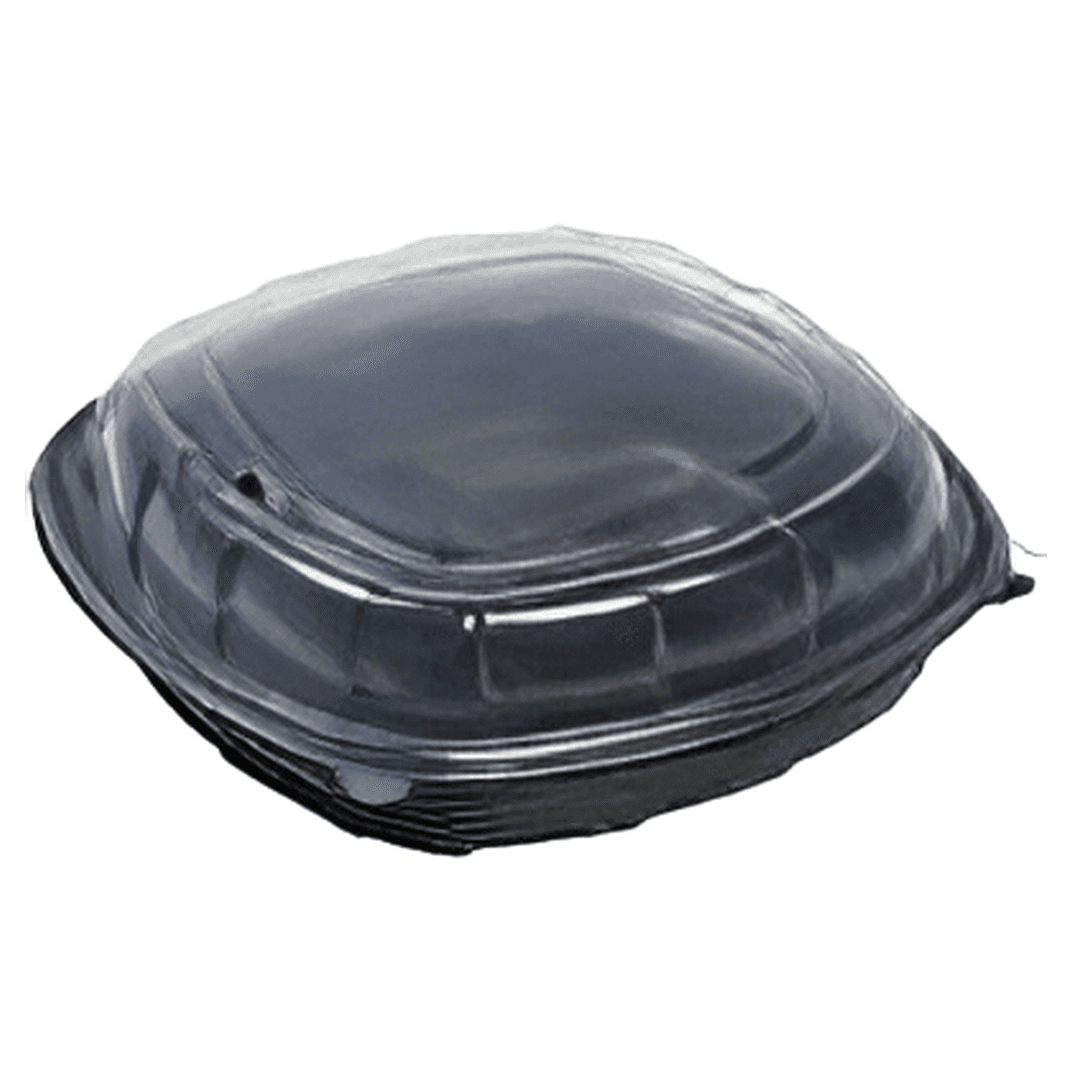 Victoria Bay Take-Out Container Hinged With High Dome Lid 10X10X3 IN PP Black Clear Square 148/Case