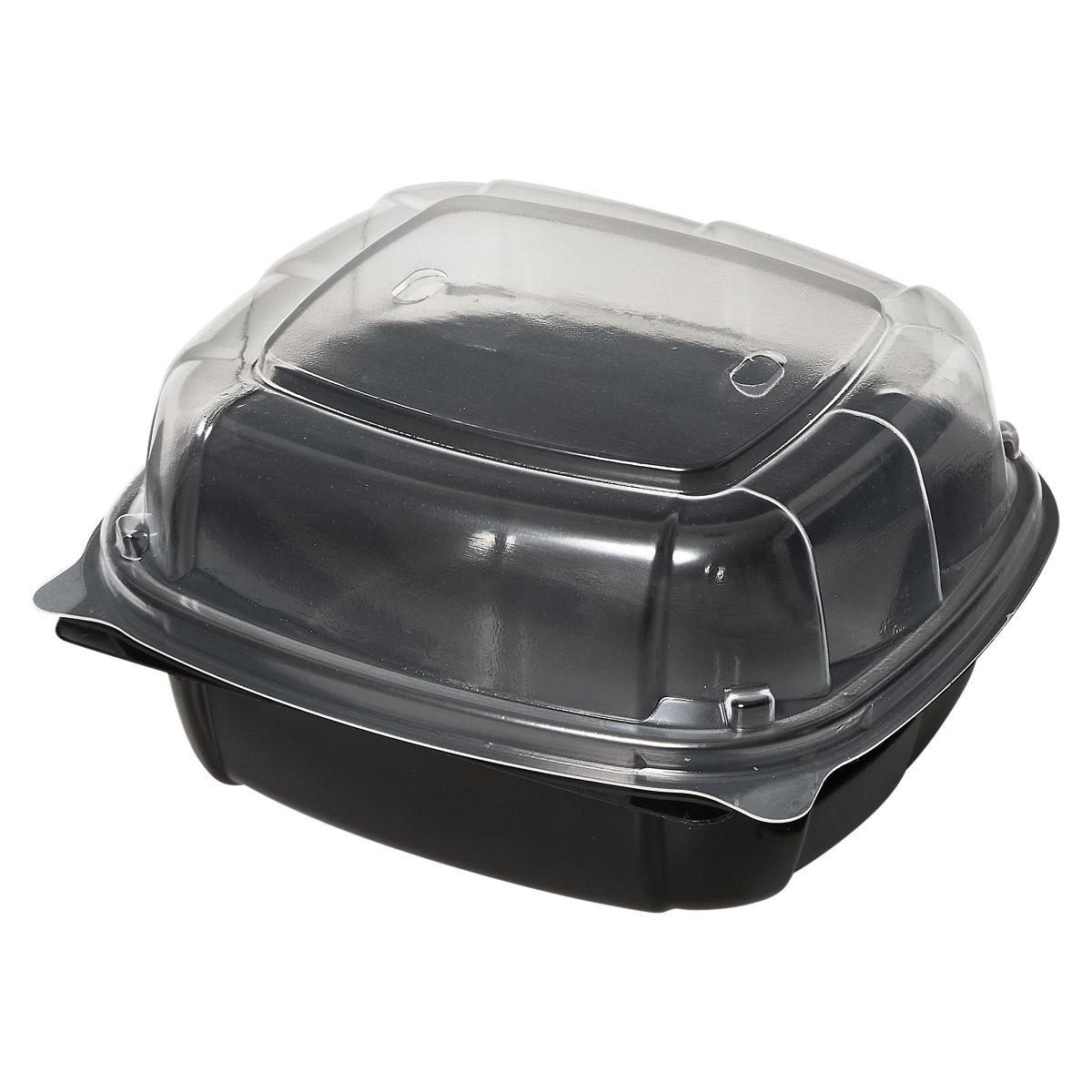 Victoria Bay Take-Out Container Hinged 6X6X3 IN PP Black Clear Square 171/Case