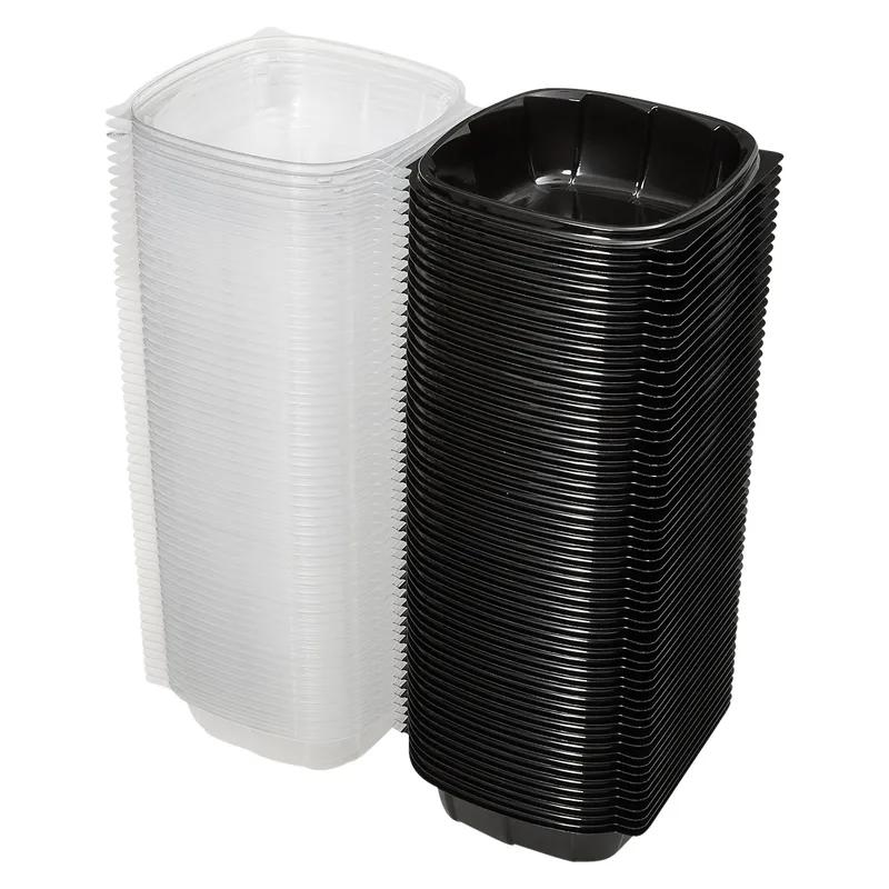 Victoria Bay Take-Out Container Hinged 6X6X3 IN PP Black Clear Square 171/Case