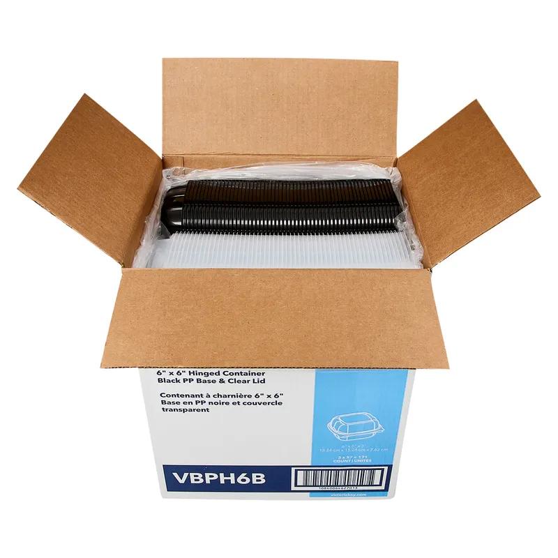 Victoria Bay Take-Out Container Hinged 6X6X3 IN PP Black Clear Square 171/Case