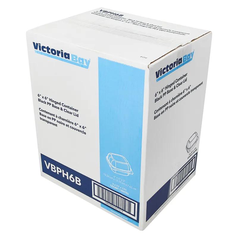 Victoria Bay Take-Out Container Hinged 6X6X3 IN PP Black Clear Square 171/Case