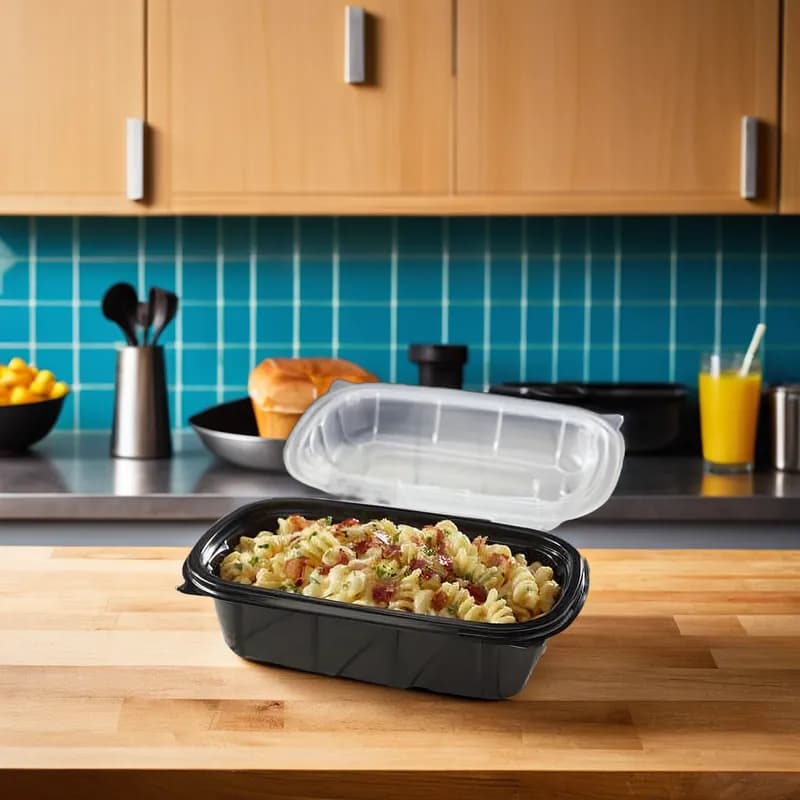 Victoria Bay Take-Out Container Hinged 6X9X3.5 IN PP Black Clear Rectangle 264/Case