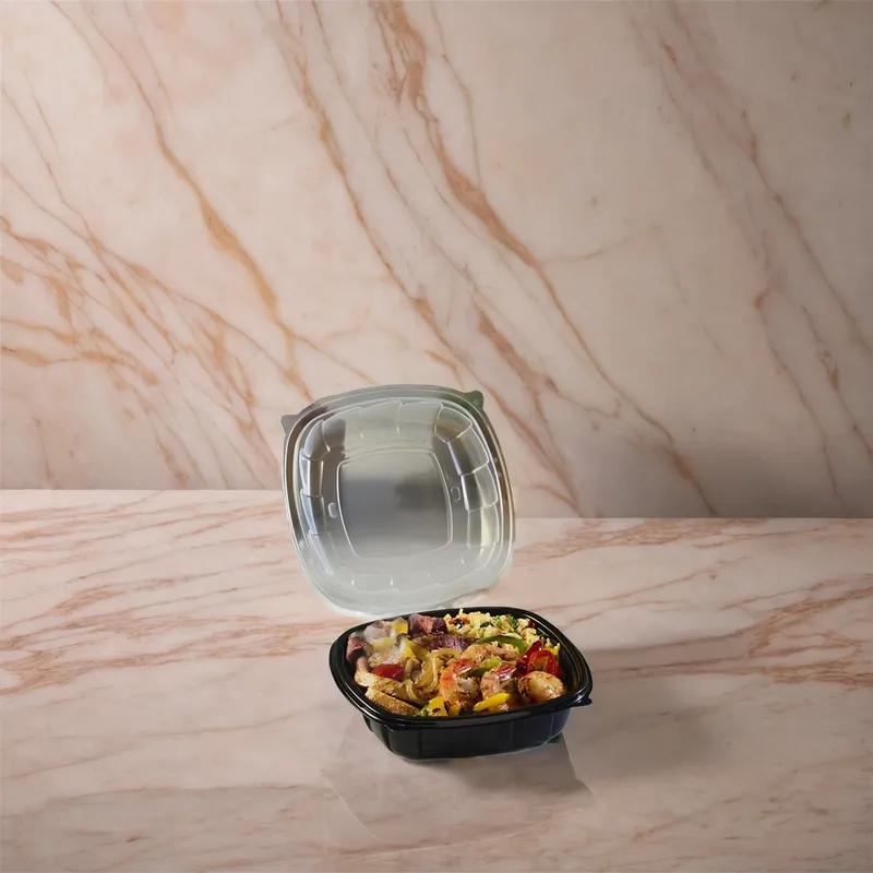 Victoria Bay Take-Out Container Hinged 8X8X2.5 IN PP Black Clear Square 138/Case