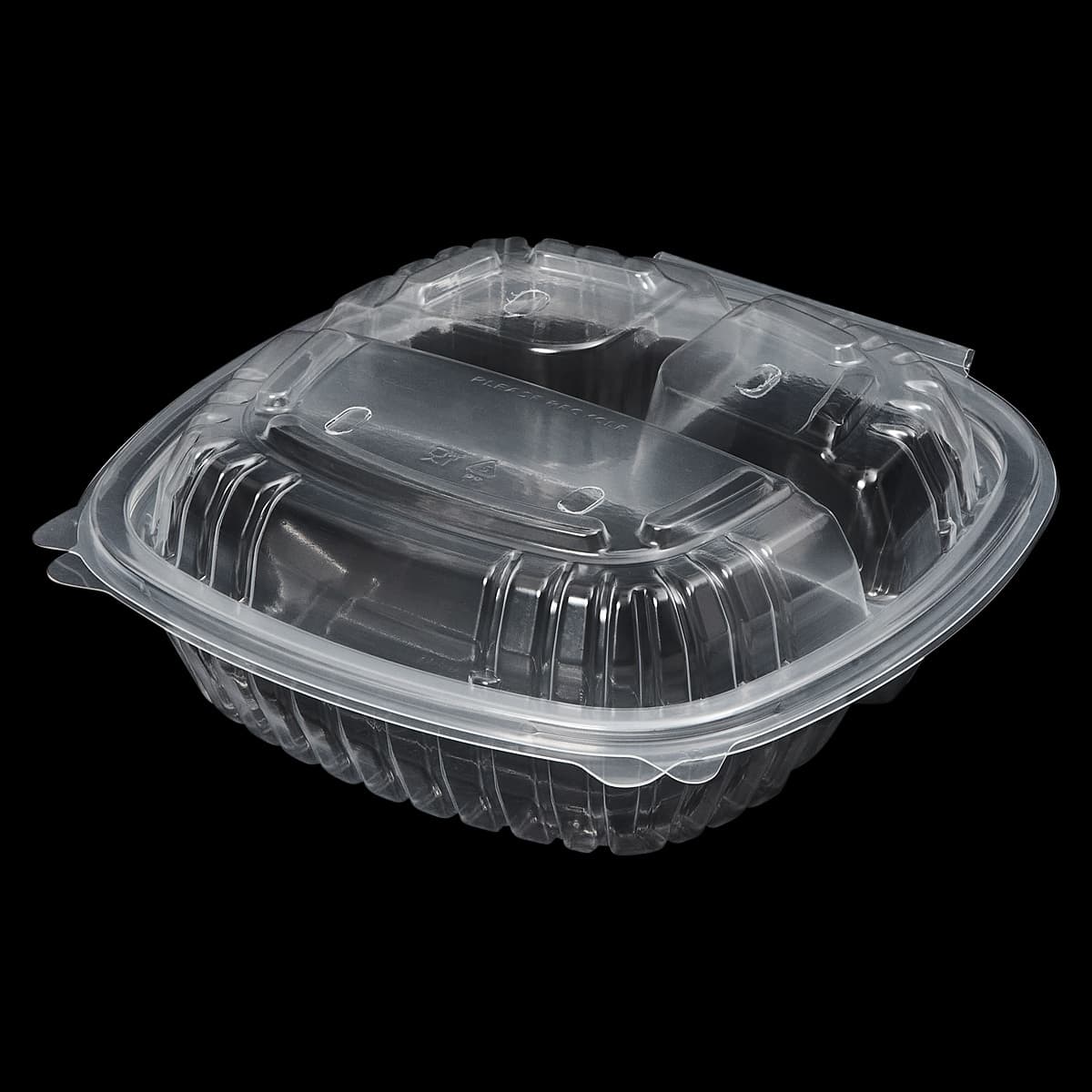 Victoria Bay Take-Out Container Hinged 8X8X2 IN 3 Compartment PP Clear Square 180/Case