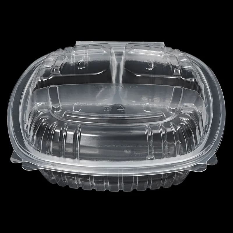 Victoria Bay Take-Out Container Hinged 8X8X2 IN 3 Compartment PP Clear Square 180/Case