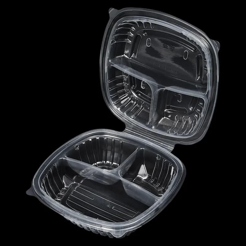 Victoria Bay Take-Out Container Hinged 8X8X2 IN 3 Compartment PP Clear Square 180/Case