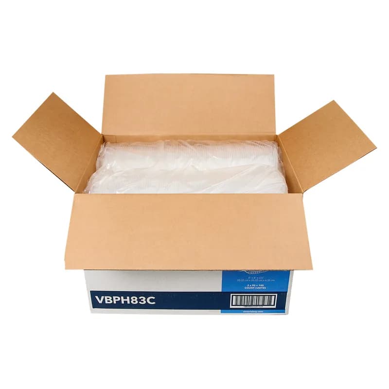 Victoria Bay Take-Out Container Hinged 8X8X2 IN 3 Compartment PP Clear Square 180/Case