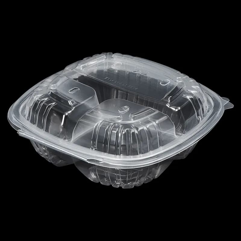 Victoria Bay Take-Out Container Hinged 8X8X2 IN 3 Compartment PP Clear Square 180/Case