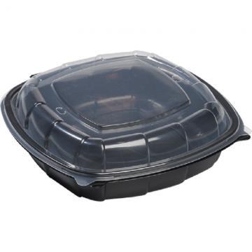 Victoria Bay Take-Out Container Hinged 9X9X2.5 IN PP Black Clear Square 112/Case