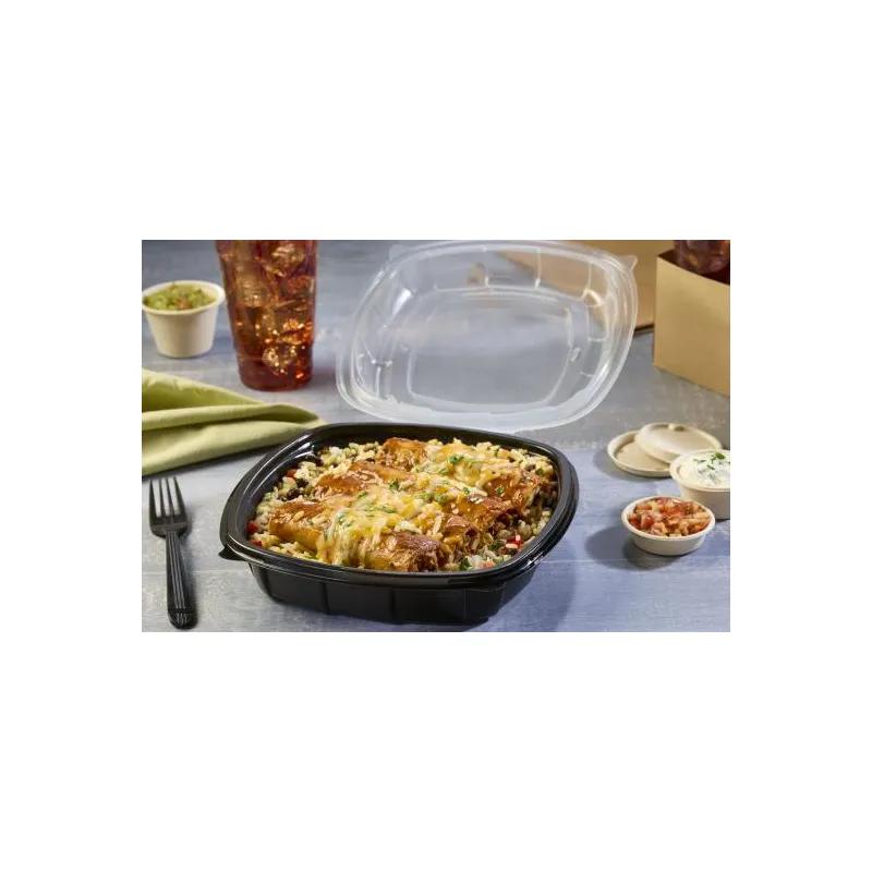 Victoria Bay Take-Out Container Hinged 9X9X2.5 IN PP Black Clear Square 112/Case