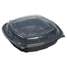 Victoria Bay Take-Out Container Hinged With High Dome Lid 9X9X3 IN PP Black Clear Square 112/Case