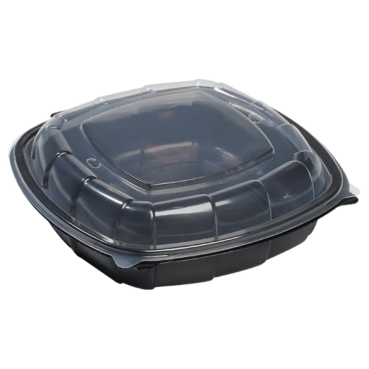 Victoria Bay Take-Out Container Hinged With High Dome Lid 9X9X3 IN PP Black Clear Square 112/Case