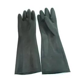 Gloves Large (LG) 16 IN Black Heavy Duty Latex Disposable Unlined Elbow-Length 1/Pair