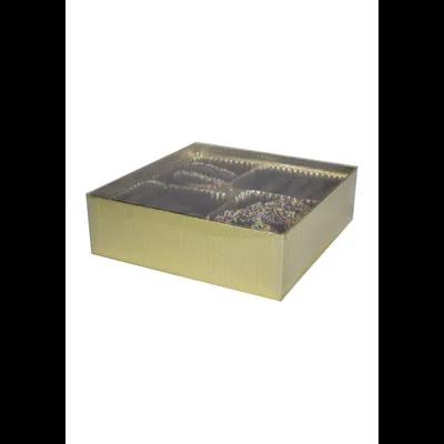 Pretzel Candy Box & Lid Combo 1 LB 7.5X7.5X2.3125 IN Paper Vinyl Gold Square 30/Case