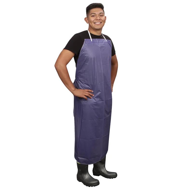 Apron OS 48X36 IN Blue 6MIL Vinyl Detachable Tie Strings 100 Count/Case