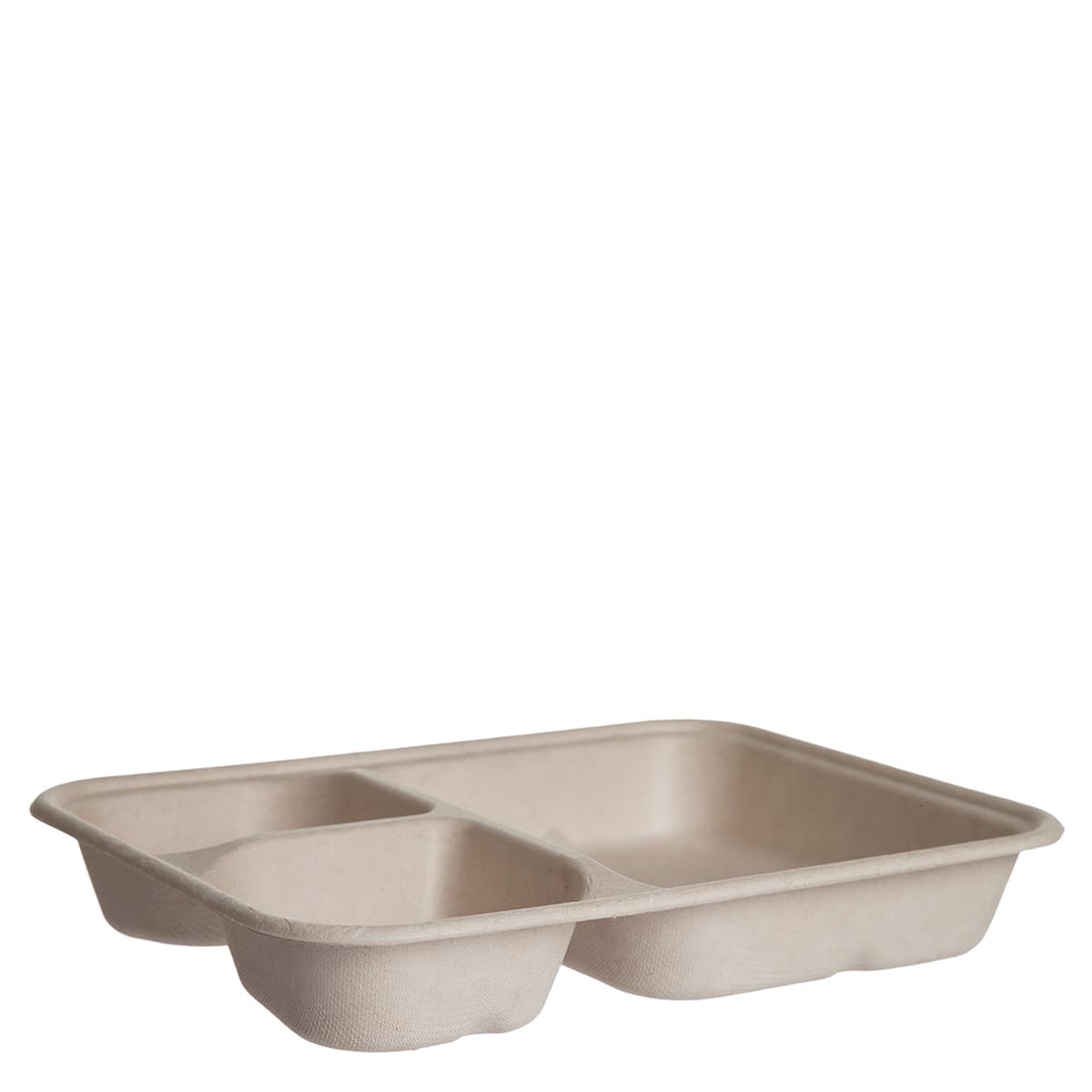 WorldView Take-Out Container Base 6X8 IN 3 Compartment Bamboo Sugarcane White Rectangle 400/Case