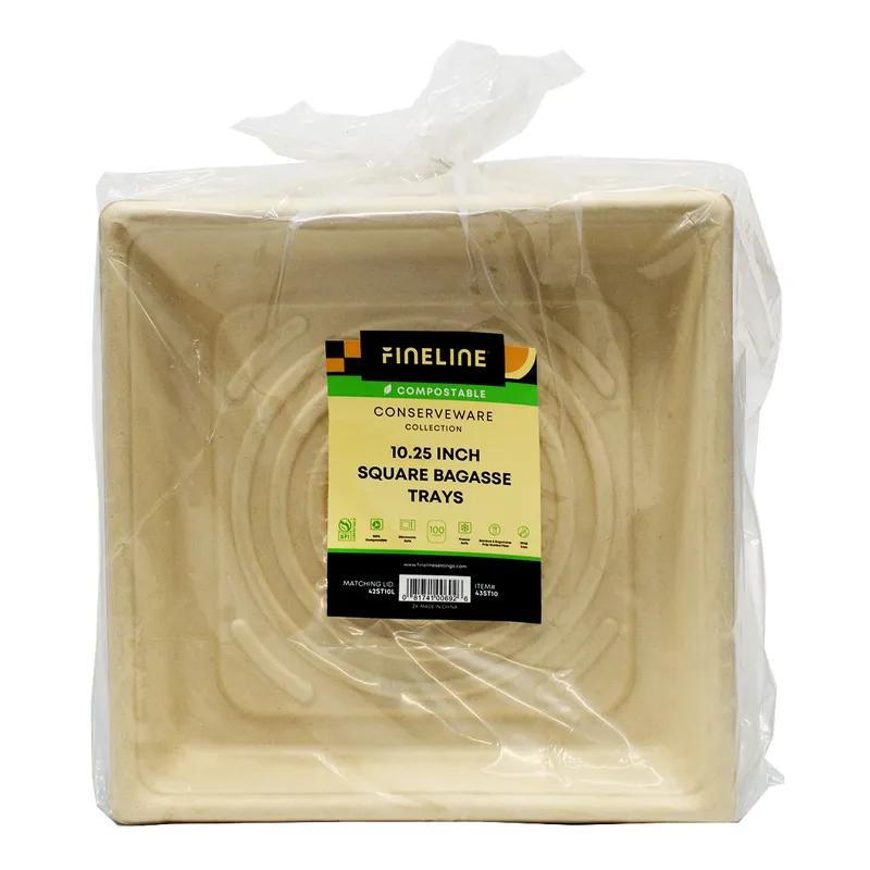 Serving Tray 10.25X10.25X1.2 IN Sugarcane Tan Square 100 Count/Bag 2 Bags/Case