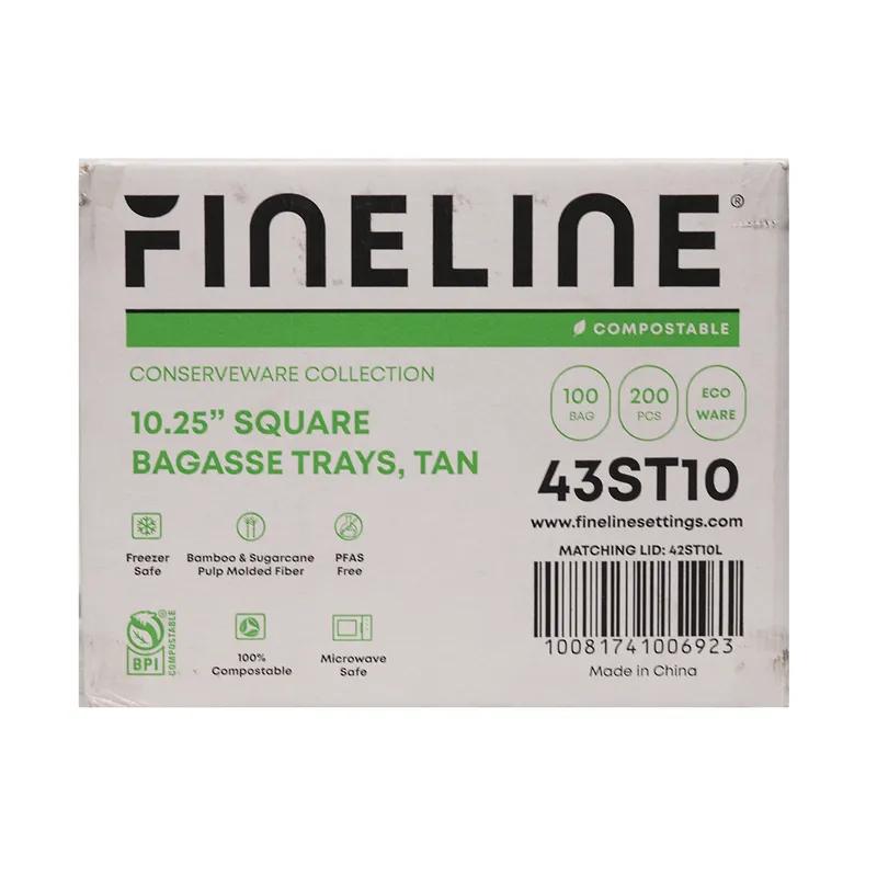 Serving Tray 10.25X10.25X1.2 IN Sugarcane Tan Square 100 Count/Bag 2 Bags/Case