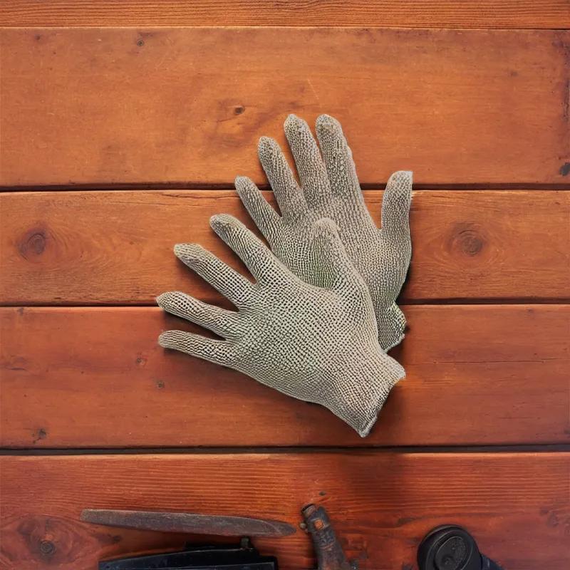 Gloves Medium (MED) White 600g Knit Cotton Polyester Blend Elastic Wrists Reversible 25/Pack