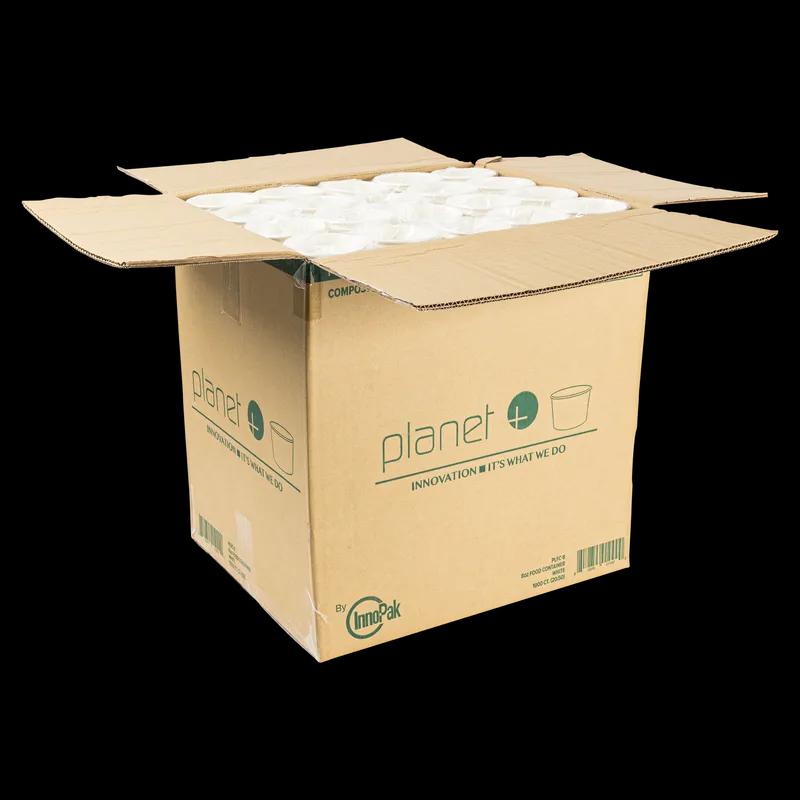 Planet+® Food Container 8 OZ SBS Paperboard PLA White Laminated 1000/Case