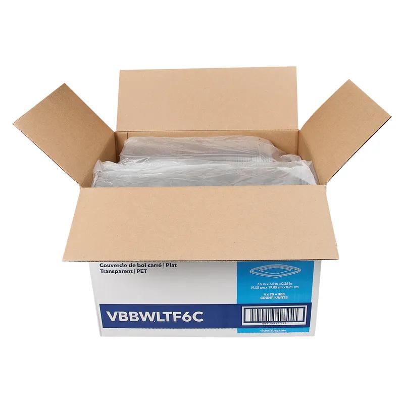 Victoria Bay Lid Flat PET Clear Square For 24-32-48 OZ Bowl 75 Count/Pack 4 Packs/Case 300 Count/Case