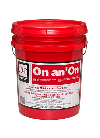 On an' On® Floor Finish 5 GAL Alkaline RTU 25% Solids Metal Interlock 1/Pail