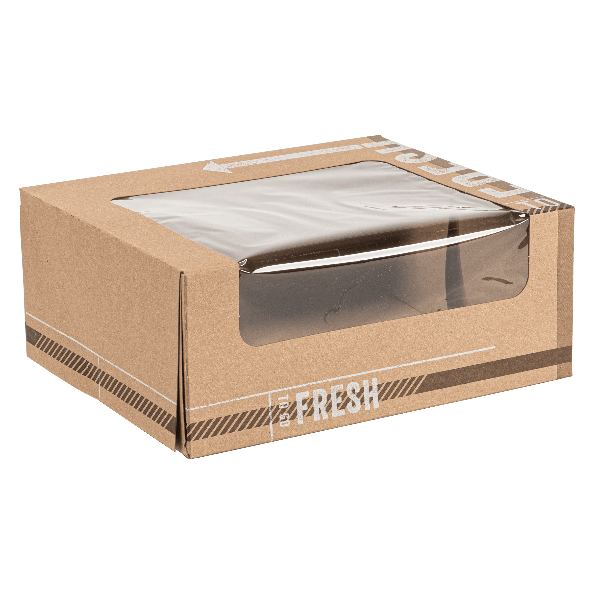 TO GO FRESH™ Donut Box 10X8X4 IN Kraft Waterfall With Window 100/Case