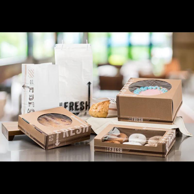 TO GO FRESH™ Donut Box 11.5X8X2 IN Kraft Waterfall With Window 150/Case