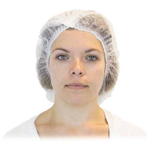Bouffant Cap 24 IN White Spunbond Polypropylene Pleated 1000/Case