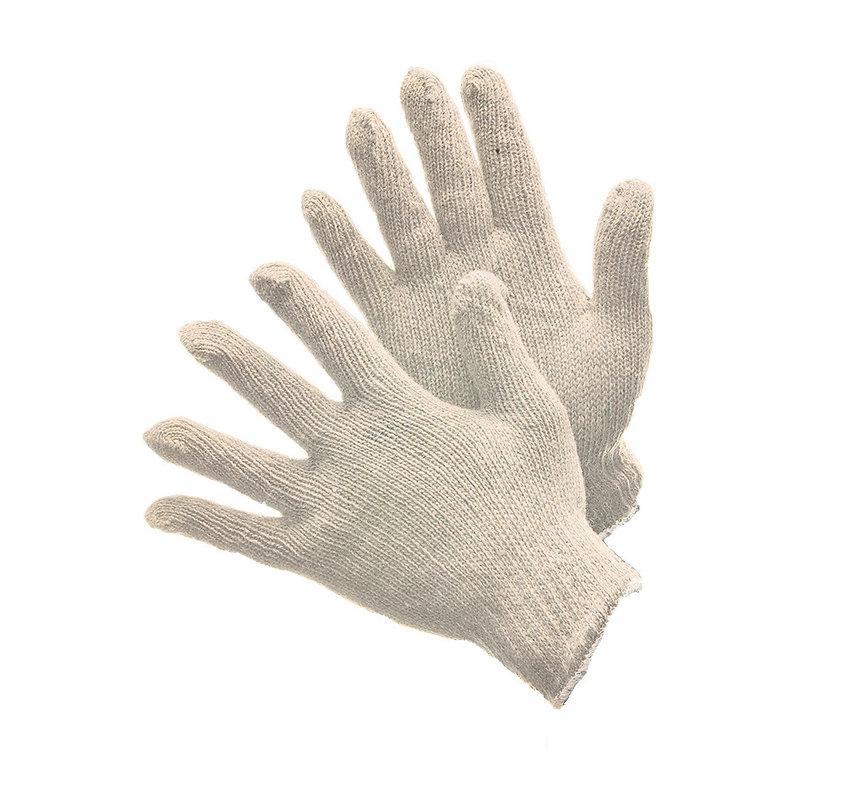Gloves Large (LG) Natural 600g String Knit Cotton Polyester Blend Elastic Wrists Seamless Knit Reversible 12 Count/Pack