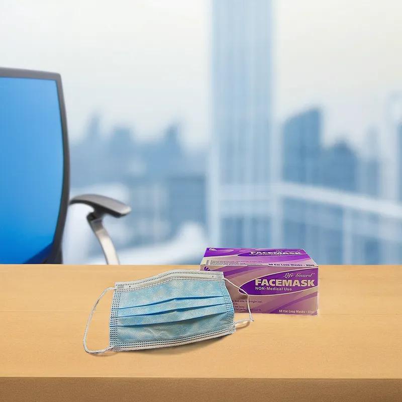 Face Mask Blue 3PLY PP Elastic Ear Loop Latex Free 50 Count/Box