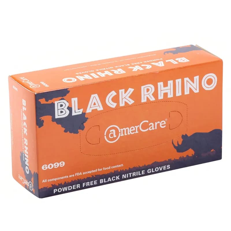 Black Rhino Gloves Medium (MED) Black Heavy Nitrile Powder-Free Latex Free Textured 100 Count/Box 10 Box/Case