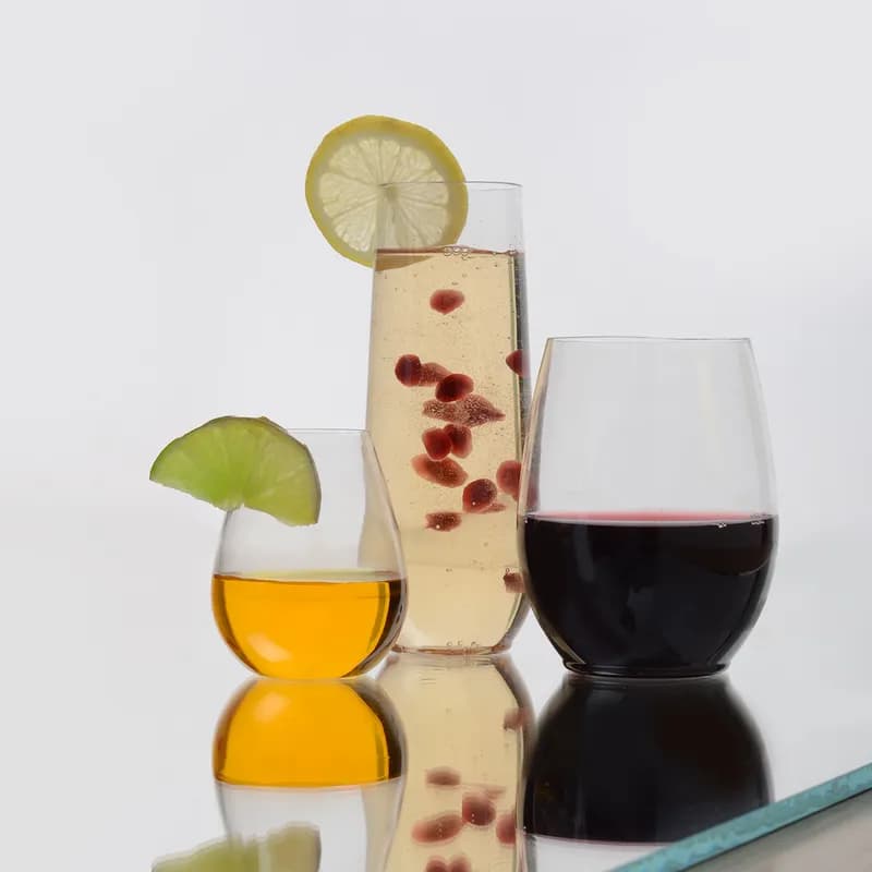 Renaissance Cup Goblet Stemless Wine 12 OZ Plastic Clear 64/Case