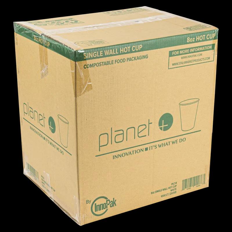 Planet+ Hot Cup 8 OZ PLA White Single Wall Laminated 1000/Case