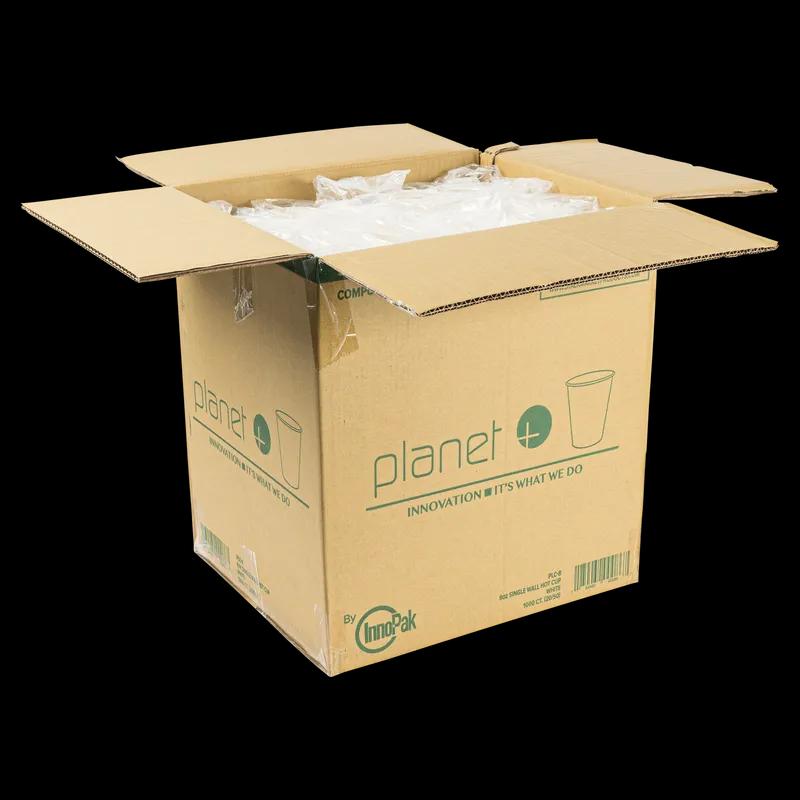 Planet+ Hot Cup 8 OZ PLA White Single Wall Laminated 1000/Case