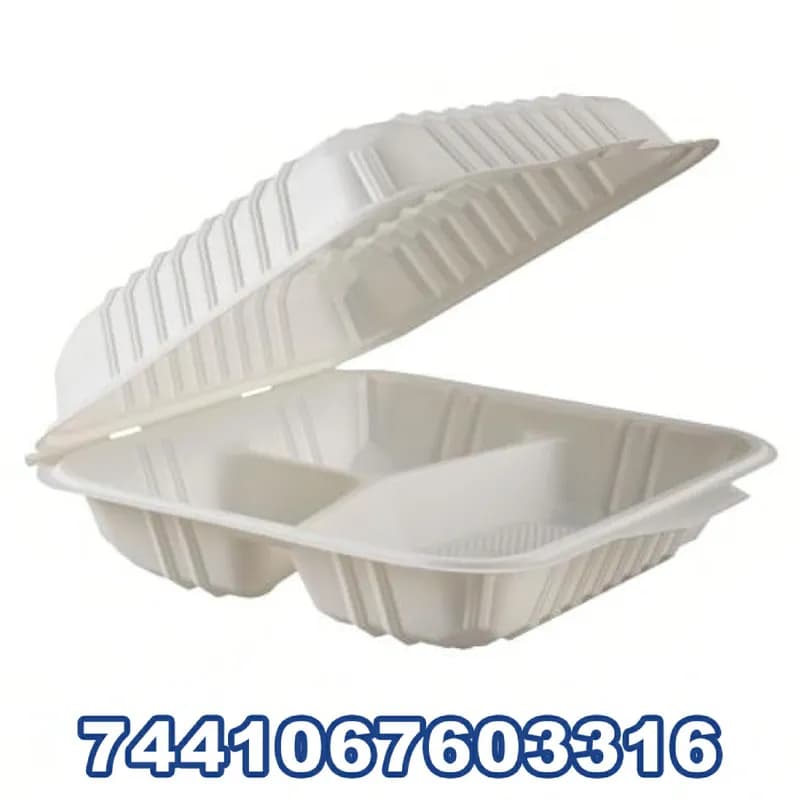 Take-Out Container Hinged 7X7 IN 3 Compartment 500/Case