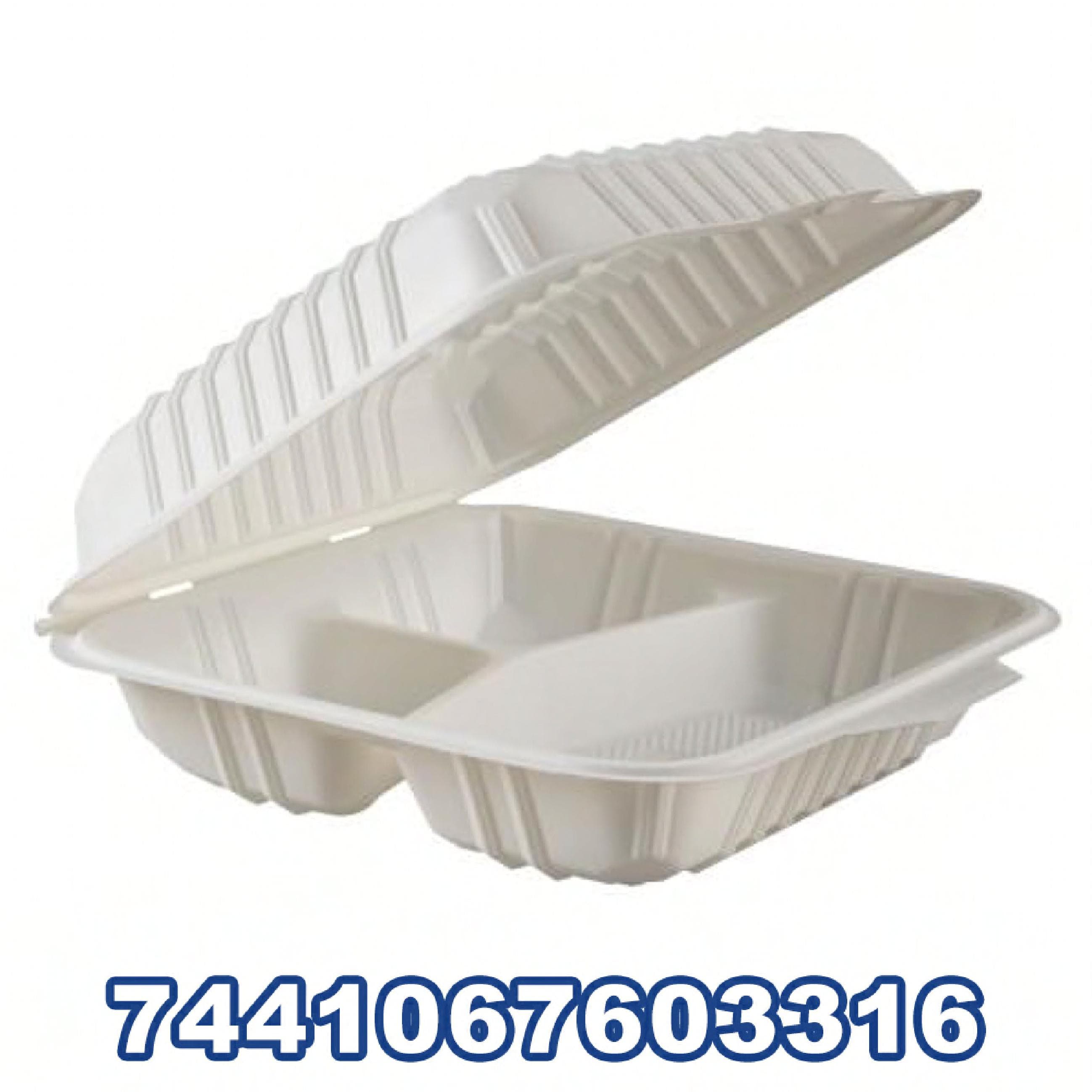 Take-Out Container Hinged 7X7 IN 3 Compartment 500/Case