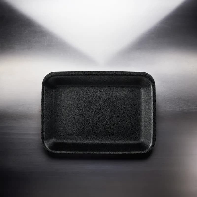 11P Meat Tray 7X11X1.34 IN Polystyrene Foam Black Rectangle 400/Case
