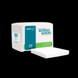 Morsoft® Beverage Napkins 9X9 IN White 1PLY 1/4 Fold 500 Count/Pack 8 Packs/Case 4000 Count/Case