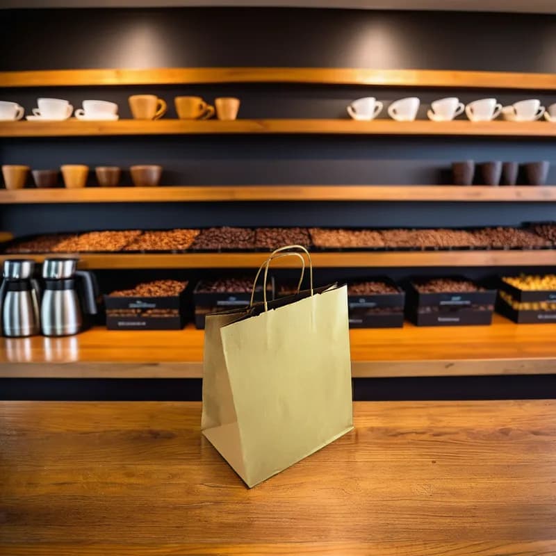 Victoria Bay Shopper Bag Medium (MED) 10X6.75X12 IN Paper #81 Kraft With Rope Handle Closure 250/Case